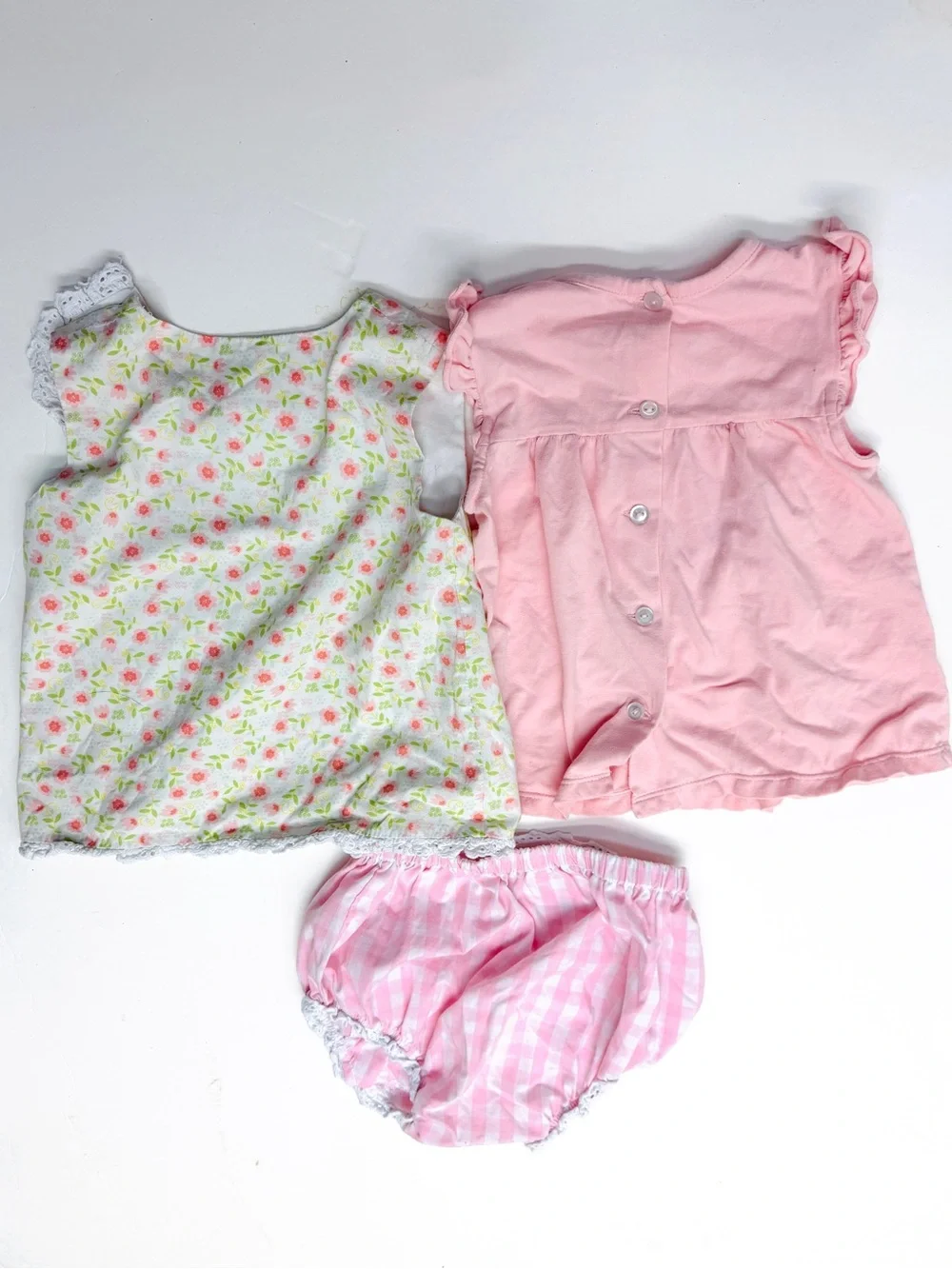 Shrimp N Grits James & Lottie Pink Tank Top and Gingham Bloomers Lace Trim Set